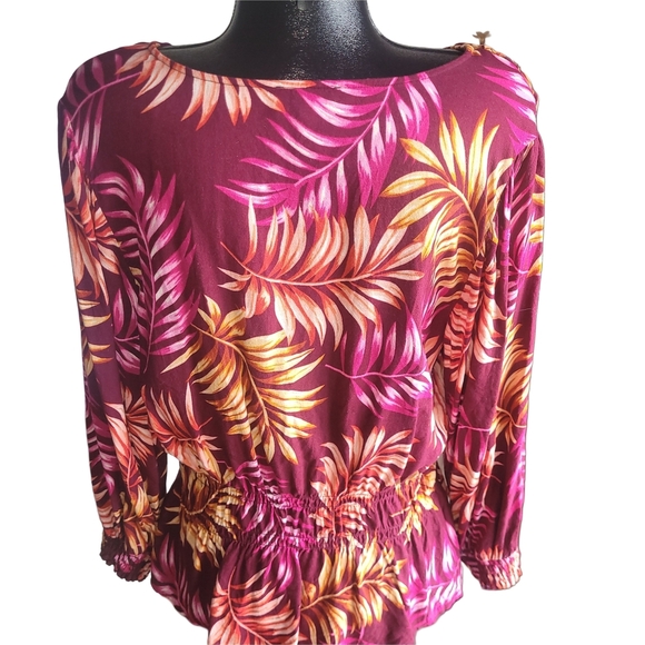 Sofia Vergara Tropical Print Long Sleeve Blouse L - Picture 5 of 6